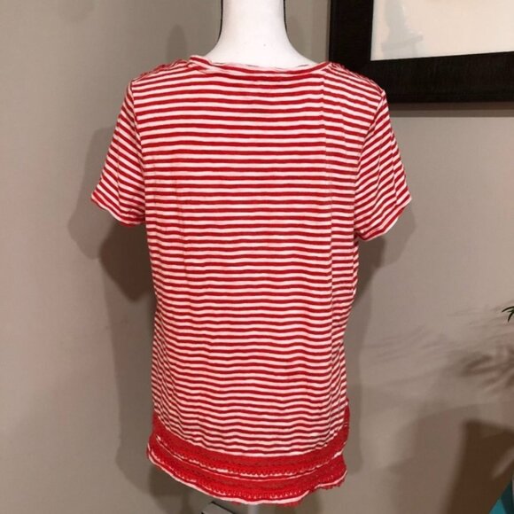 *TALBOTS* Red x White Striped Short Sleeve Shirt - Picture 5 of 6